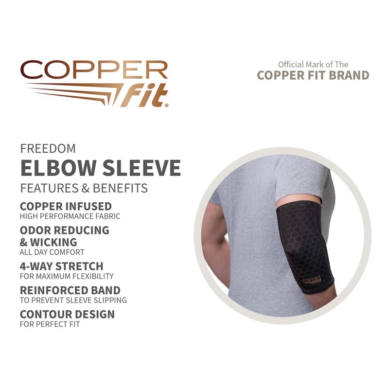 Copper Fit unisex adult Elbow Compression Sleeve Hosiery, Black, Large US - Image 2